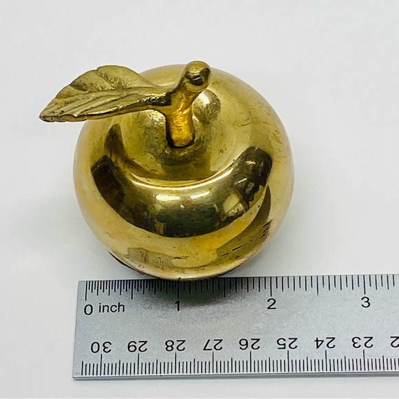 Vintage Brass Apple Bell Whimsical Gift Teacher Appreciation Brass Collector - Picture 6 of 8